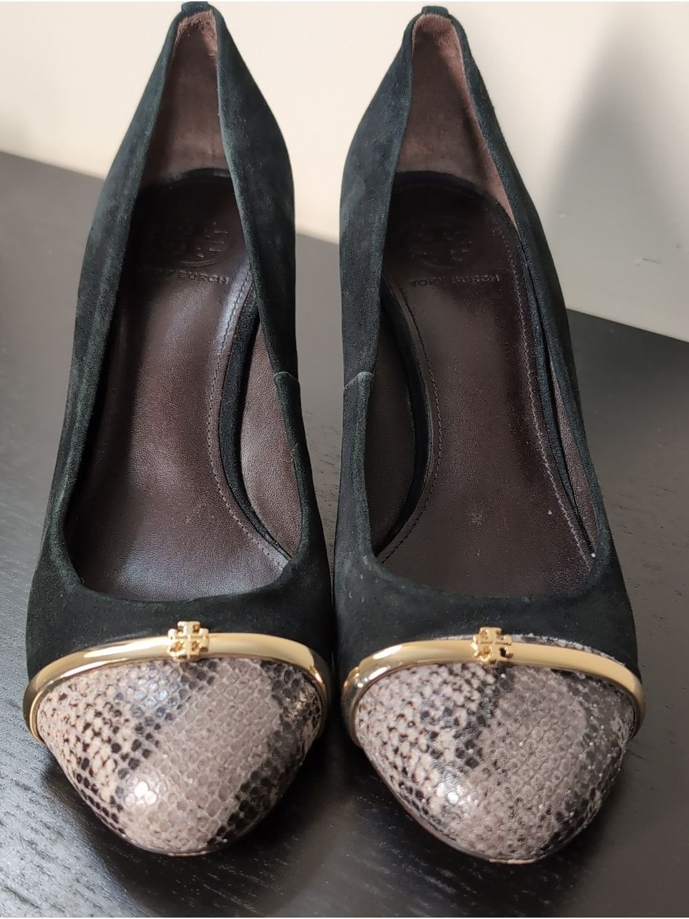 Tory Burch Pacey Pumps / Heels Suede Snake Cap Toe Size 11